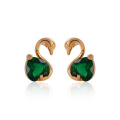 23280 Hot sale elegant women jewelry heart shaped gemstone swan shaped stud earrings